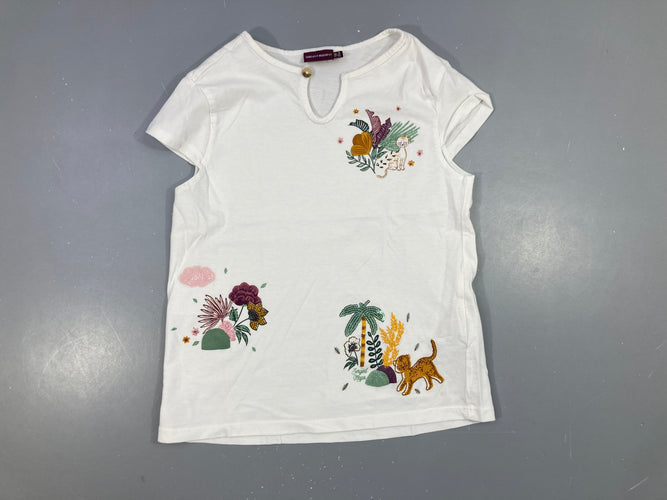 T-shirt m.c blanc léopard sequins, moins cher chez Petit Kiwi
