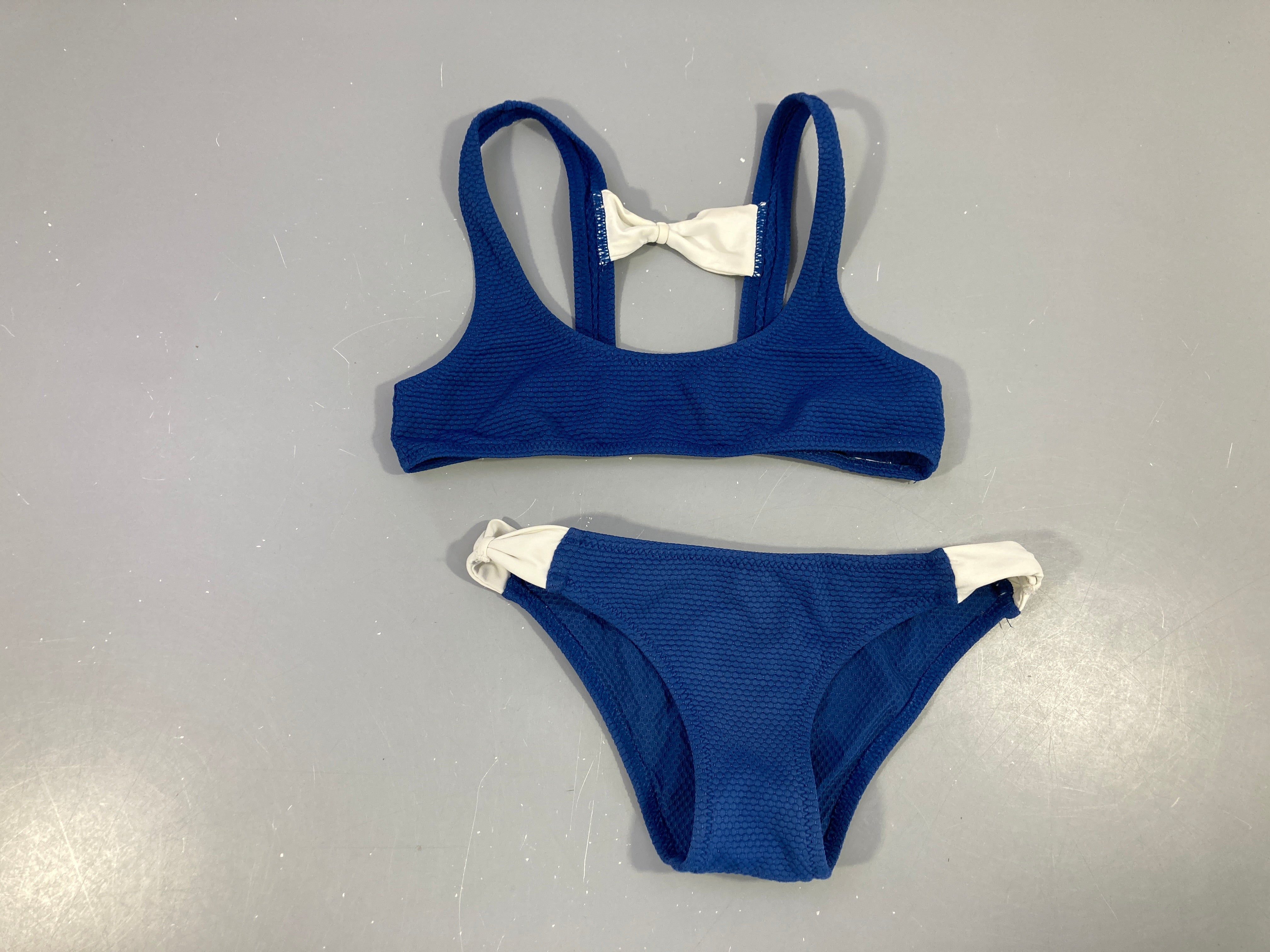 Bikini texturé bleu foncé-blanc Calzedonia