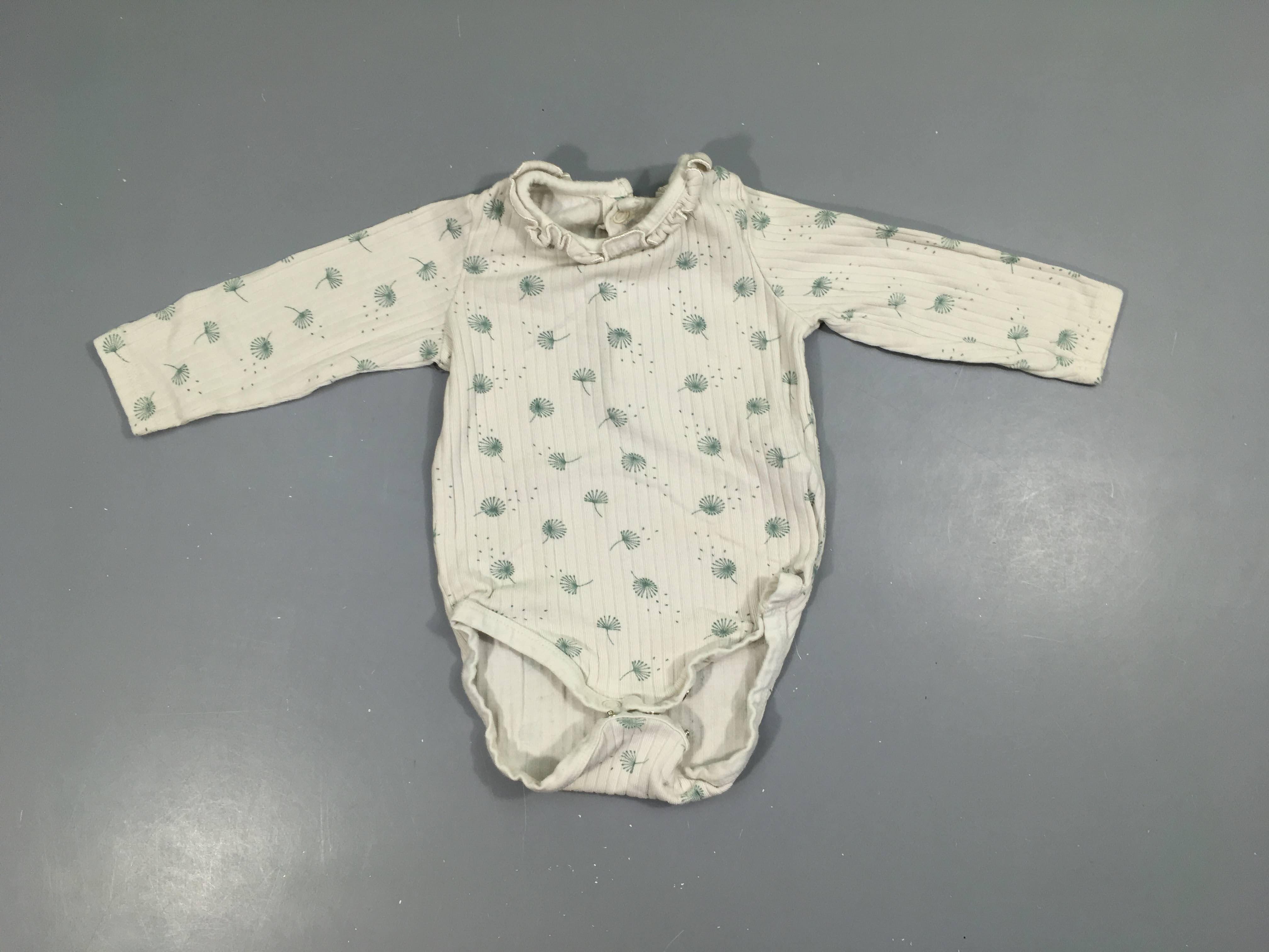 Body m.l blanc graines vertes col froufrou