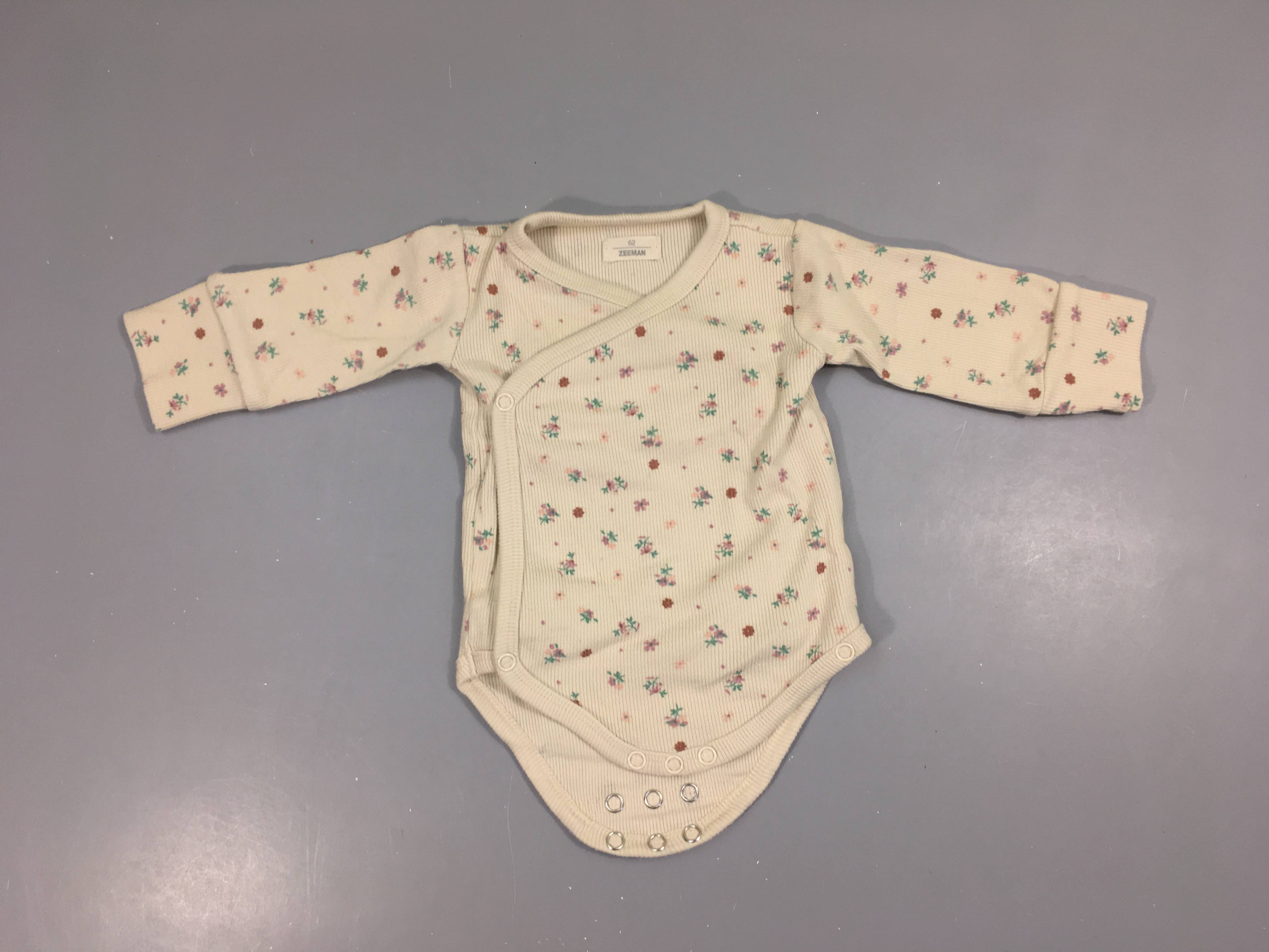 Body m.l côtelé beige fleuri