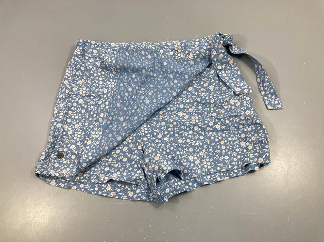 Short jupe voile bleu fleurs, moins cher chez Petit Kiwi
