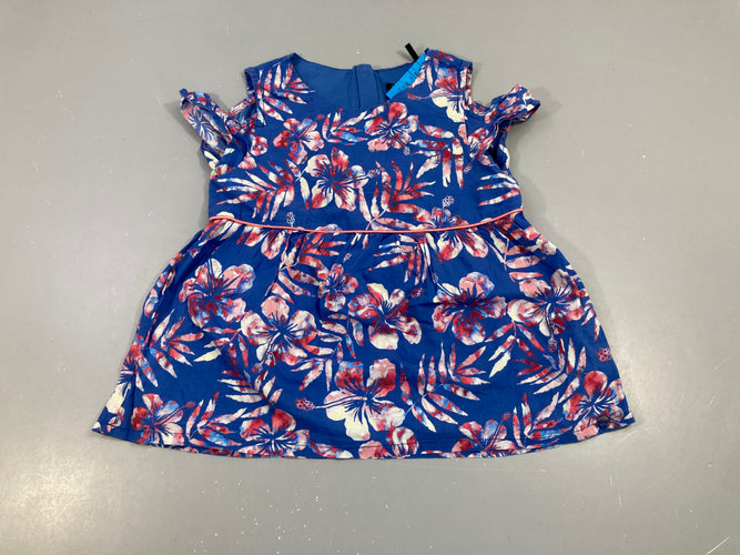 Blouse m.c bleu fleurs, moins cher chez Petit Kiwi