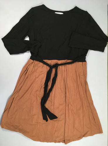 Robe m.l de grossesse jersey noire-brune, moins cher chez Petit Kiwi