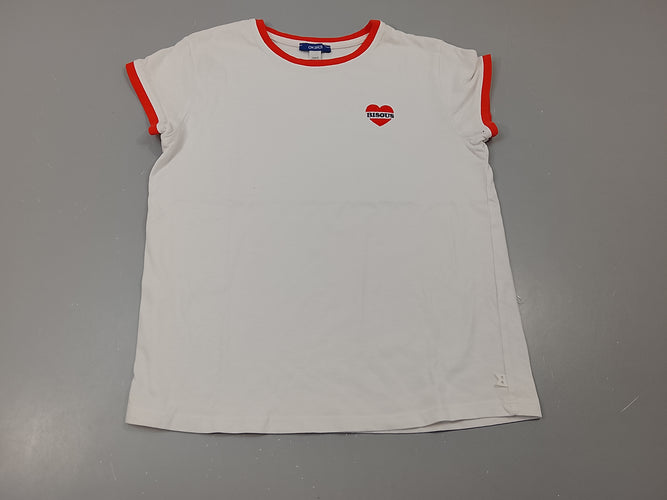 T-shirt m.c blanc et rouge, coeur "bisous", moins cher chez Petit Kiwi
