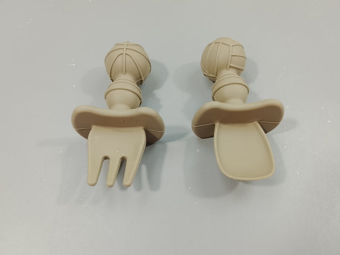Cuillère et fourchette en silicone d'apprentissage et de dentition, moins cher chez Petit Kiwi