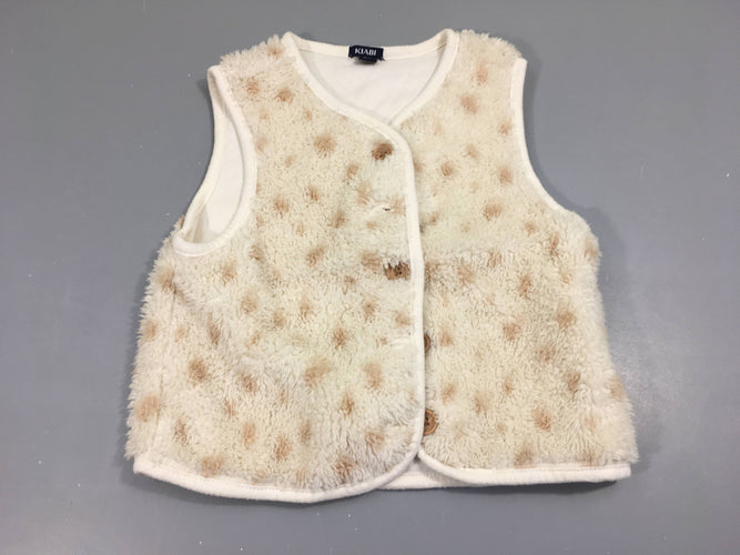 Gilet s.m polar écru pois beige, moins cher chez Petit Kiwi