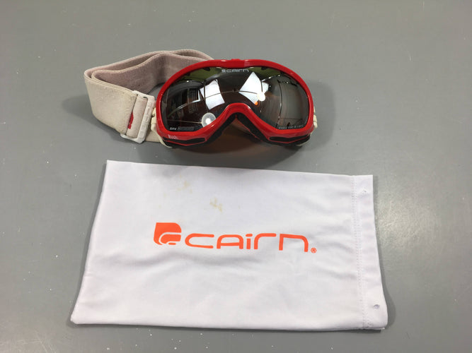 Masque de ski blanc/rouge Cairn, élastique bouloché, moins cher chez Petit Kiwi