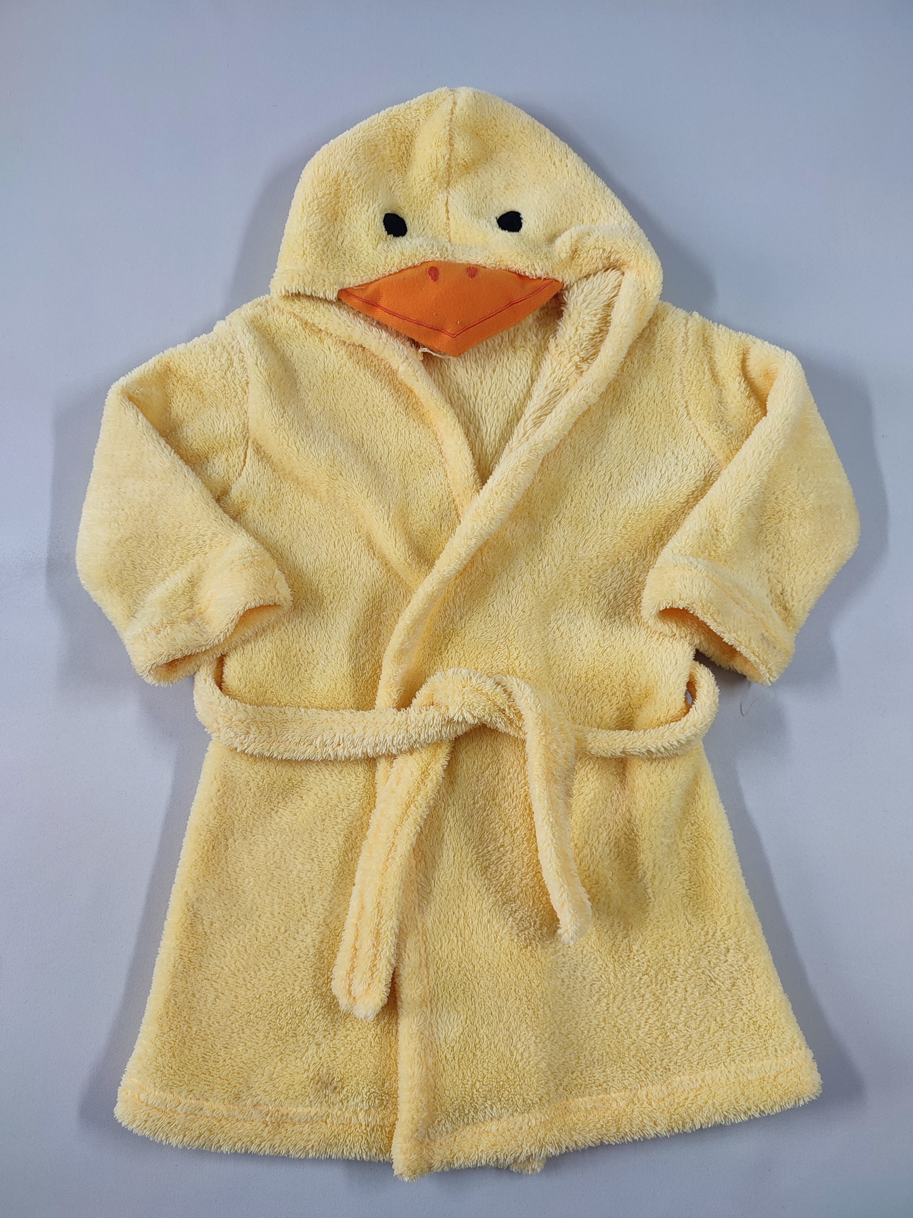 Peignoir velours jaune à capuche poussin