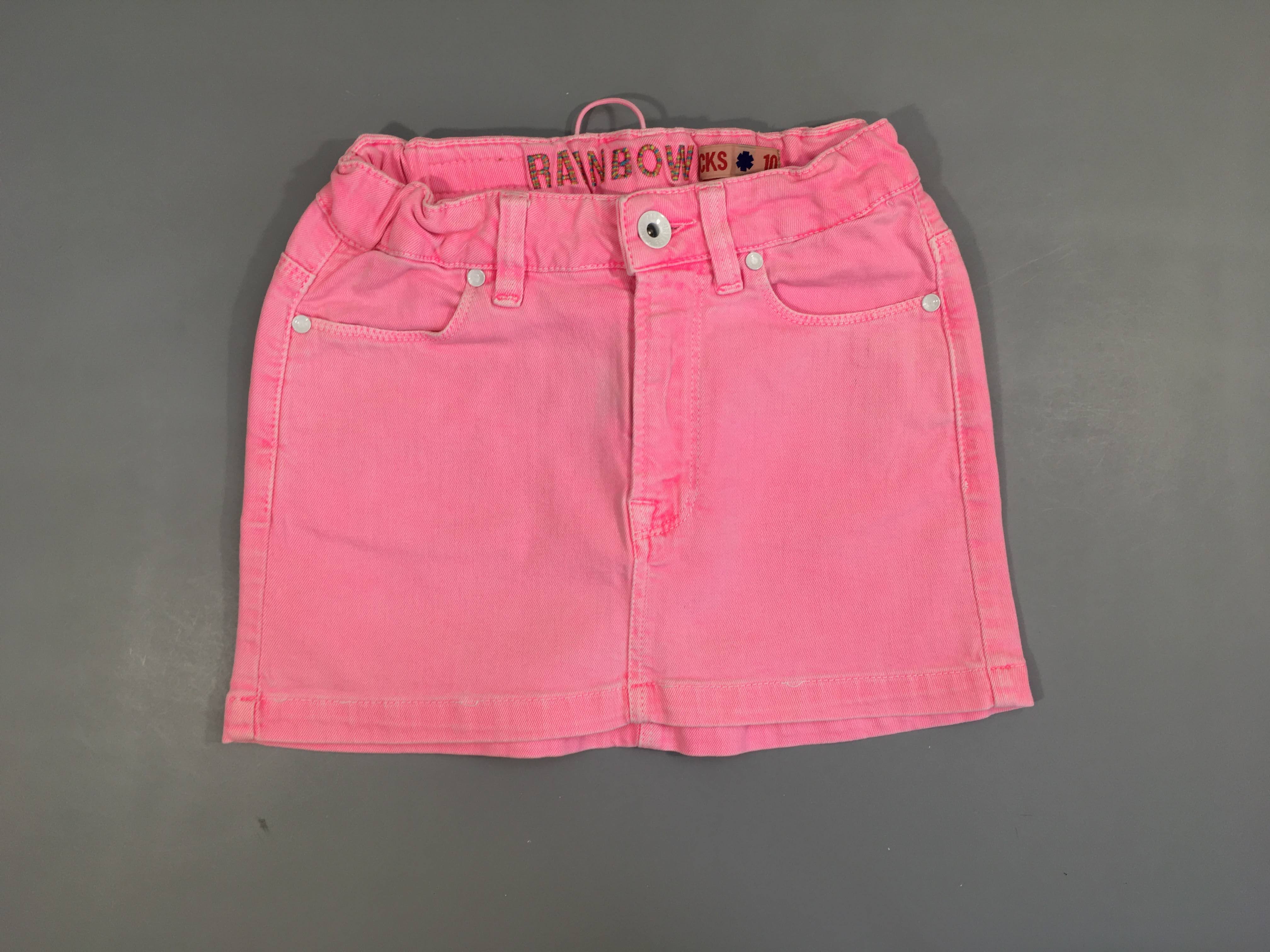 Jupe denim rose néon