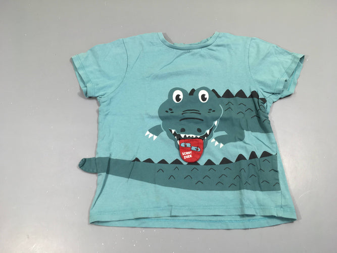 T-shirt m.c bleu crocodile, moins cher chez Petit Kiwi