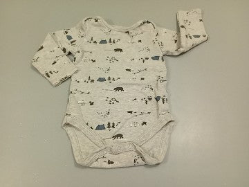Body m.l gris flammé  motifs camping, moins cher chez Petit Kiwi