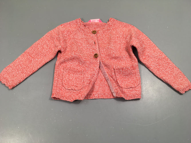 Gilet rose chiné, moins cher chez Petit Kiwi