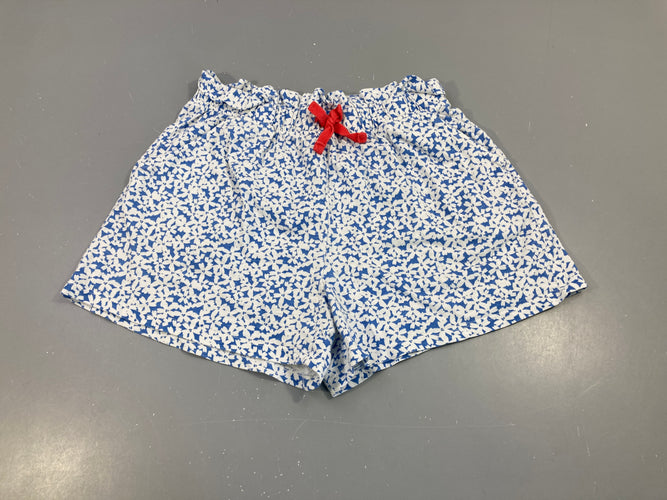 Short jersey bleu fleurs blanches, moins cher chez Petit Kiwi