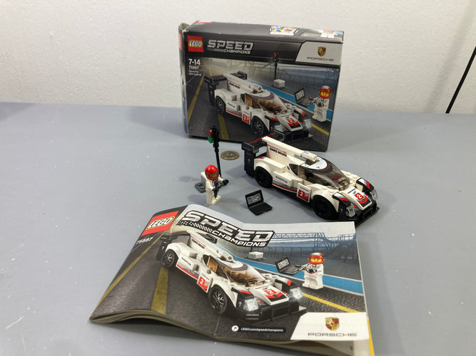 Porsche 919 Hybrid blanche 75887 avec pilote, feu et ordinateur, boîte et notice, Speed Champions, moins cher chez Petit Kiwi