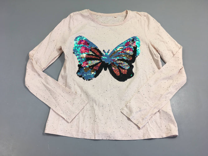 T-shirt m.l rose clair moucheté papillons sequins, moins cher chez Petit Kiwi