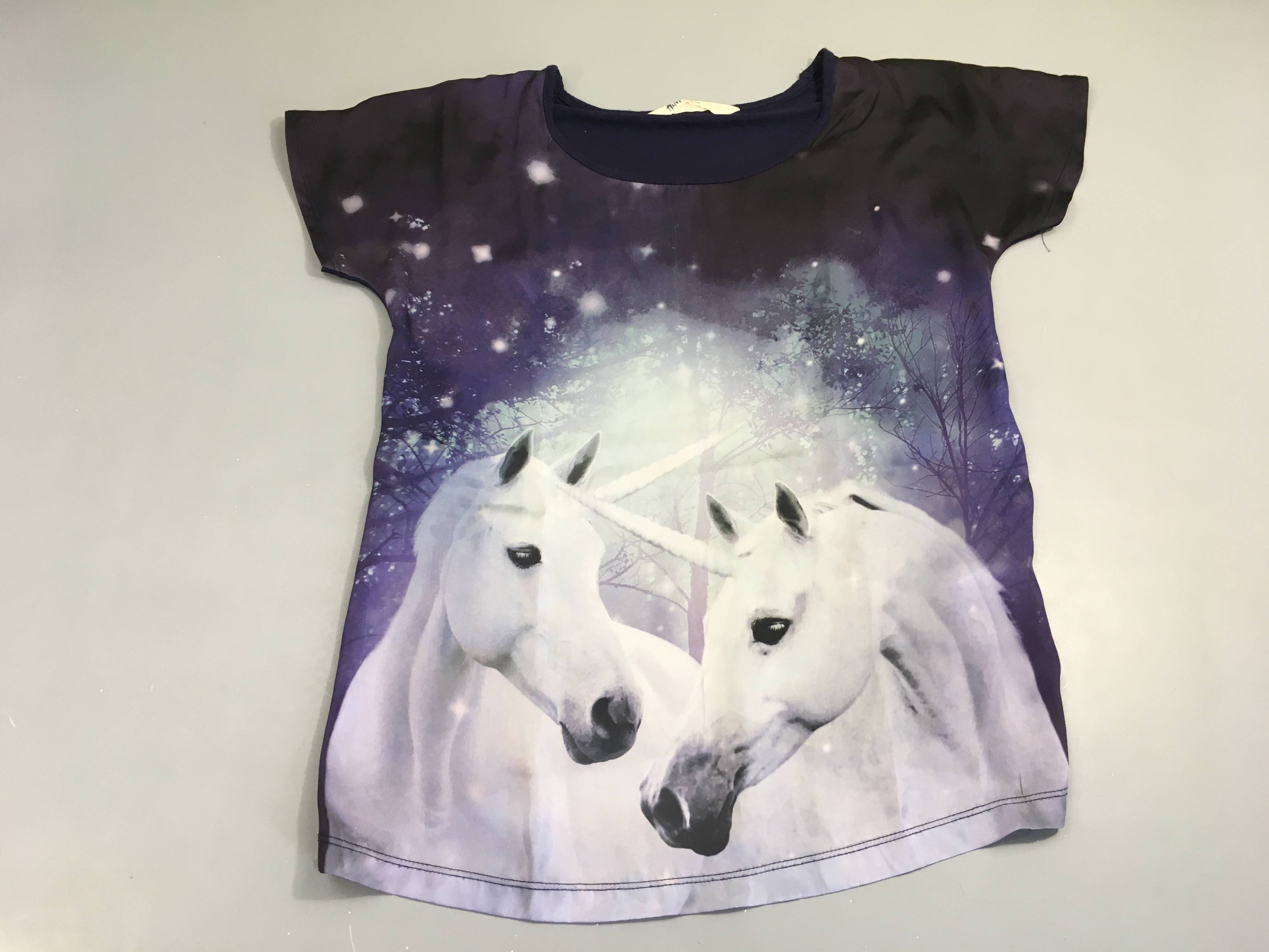 T-shirt m.c bi-matière mauve chevaux