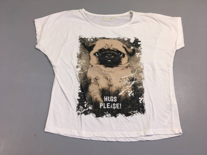 T-shirt m.c blanc Chien Légèrement bouloché, moins cher chez Petit Kiwi
