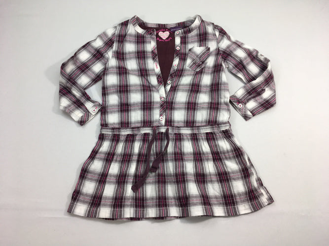 Robe m.l carreaux blanc/bordeaux flocons, moins cher chez Petit Kiwi
