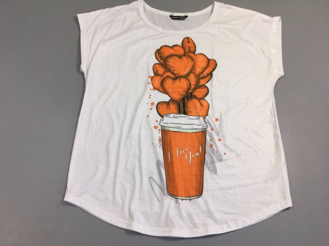 T-shirt m.c blanc coeurs, moins cher chez Petit Kiwi