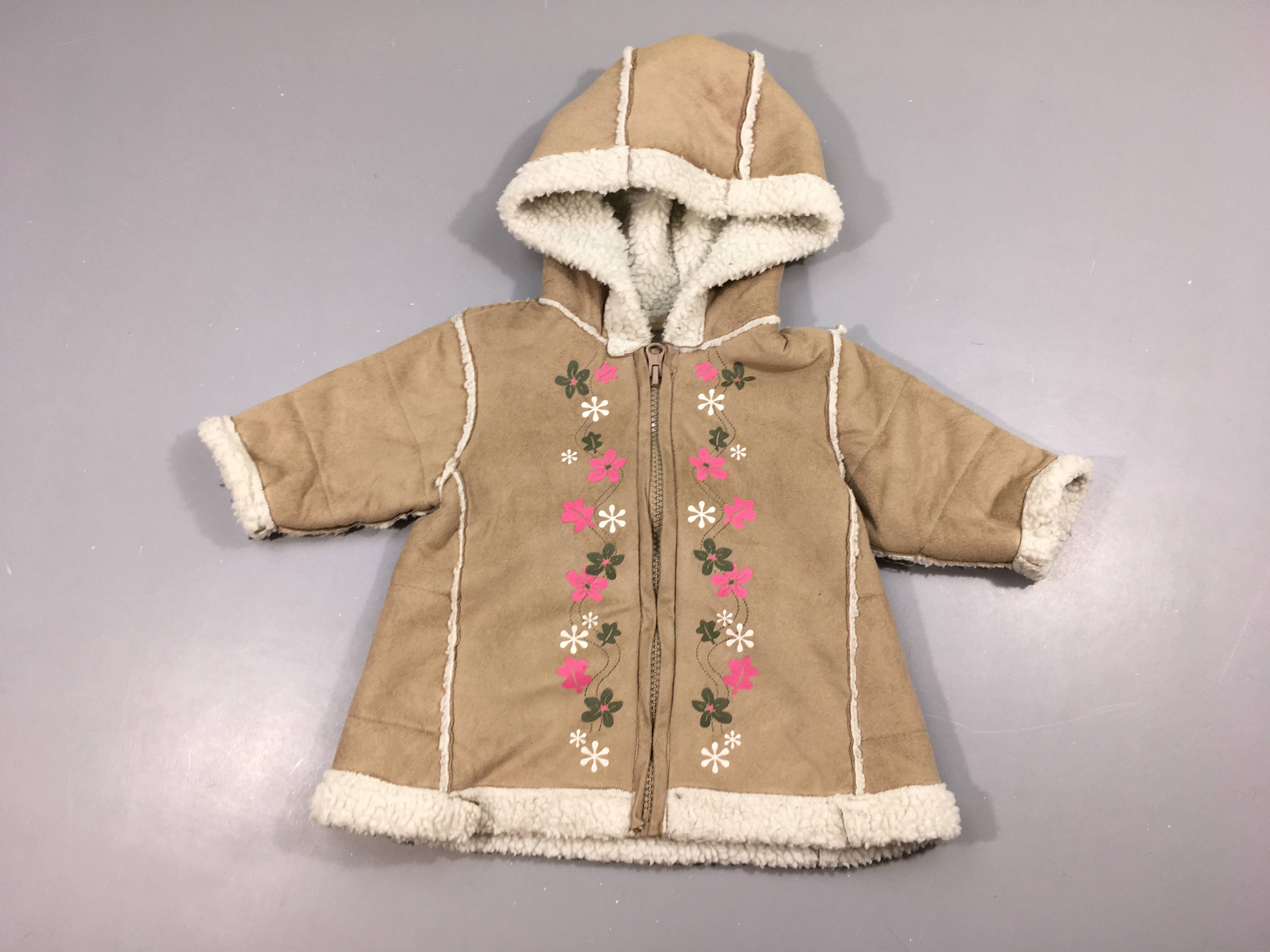 Veste réversible fausse fourrure bordeaux à capuche