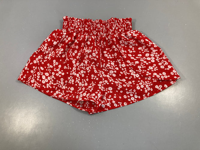Short fluide rouge fleurs, moins cher chez Petit Kiwi