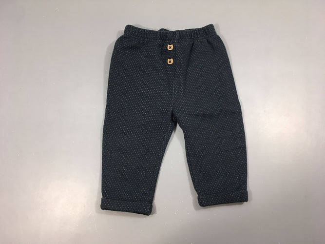 Pantalon molleton bleu foncé pois dorés, moins cher chez Petit Kiwi