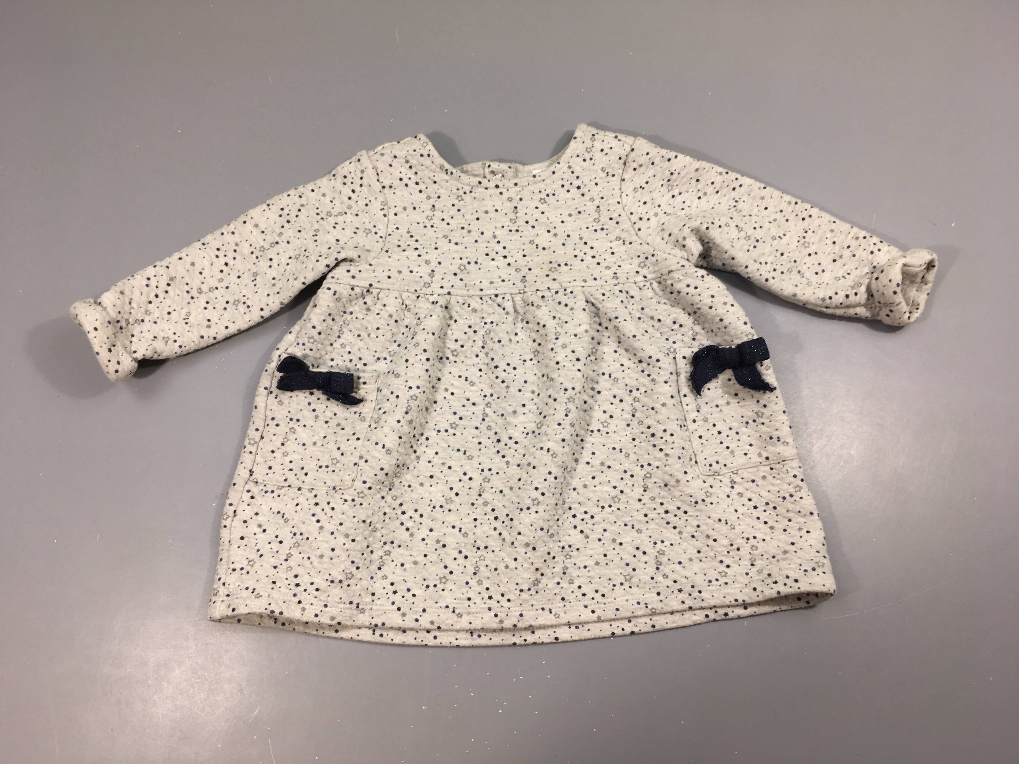 Robe m.l molleton gris chiné pois