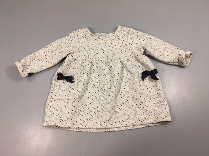 Robe m.l molleton gris chiné pois, moins cher chez Petit Kiwi