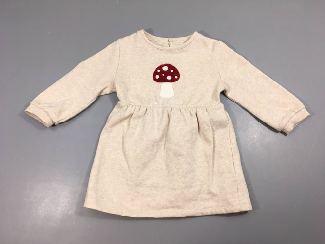 Robe m.l molleton beige chiné champignon, moins cher chez Petit Kiwi