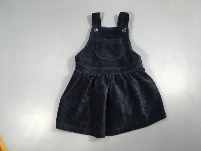Robe Salopette velours côtelé bleu marine, moins cher chez Petit Kiwi