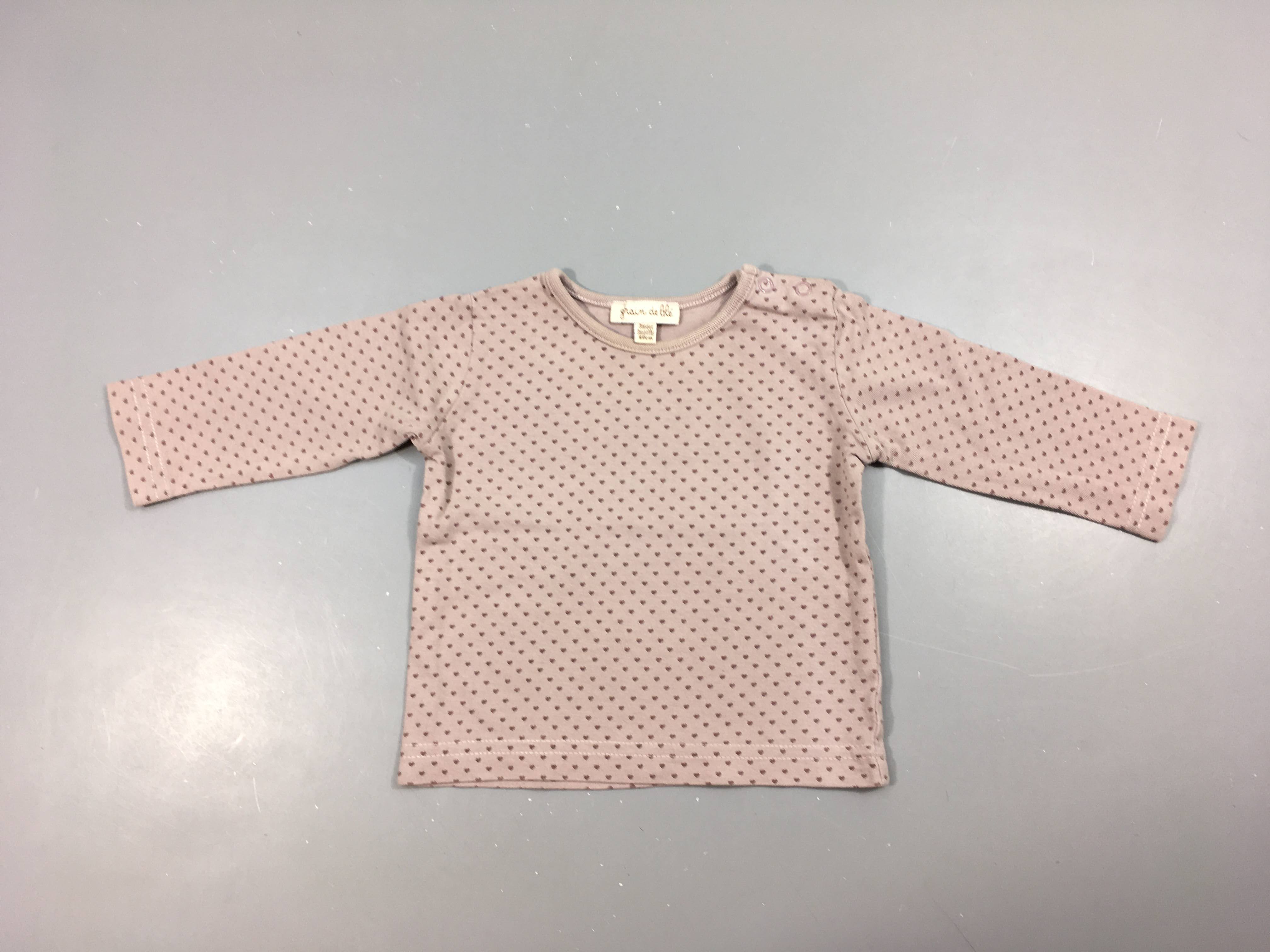 T-shirt m.l mauve coeurs