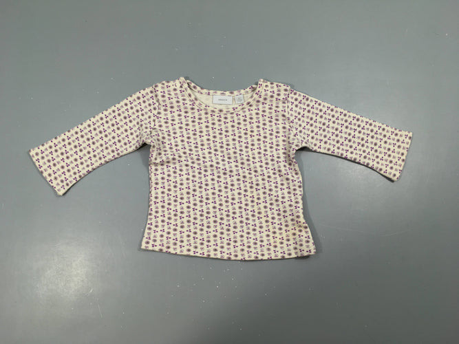T-shirt m.l blanc fleurs mauves, moins cher chez Petit Kiwi