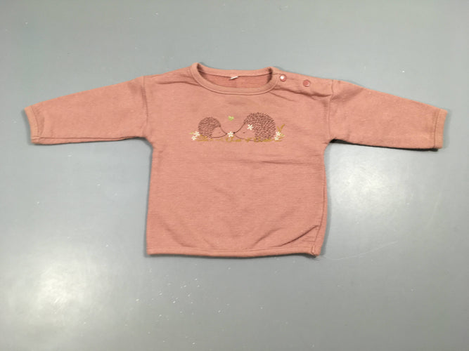 Sweat fin rose irisé hérissons, moins cher chez Petit Kiwi