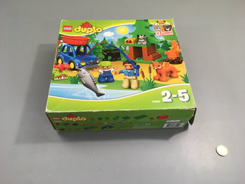 Duplo 10583 la partie de pêche en forêt, manque fleur, poisson, bloc brun