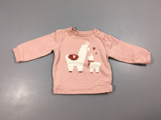 Sweat rose lamas, moins cher chez Petit Kiwi