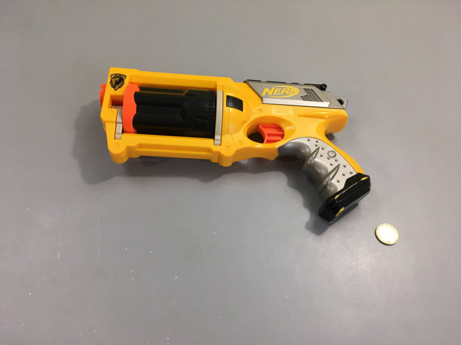 Fusil NERF N-STRIKE MAVERICK REV-6 Jaune Blaster, sans munitions, moins cher chez Petit Kiwi