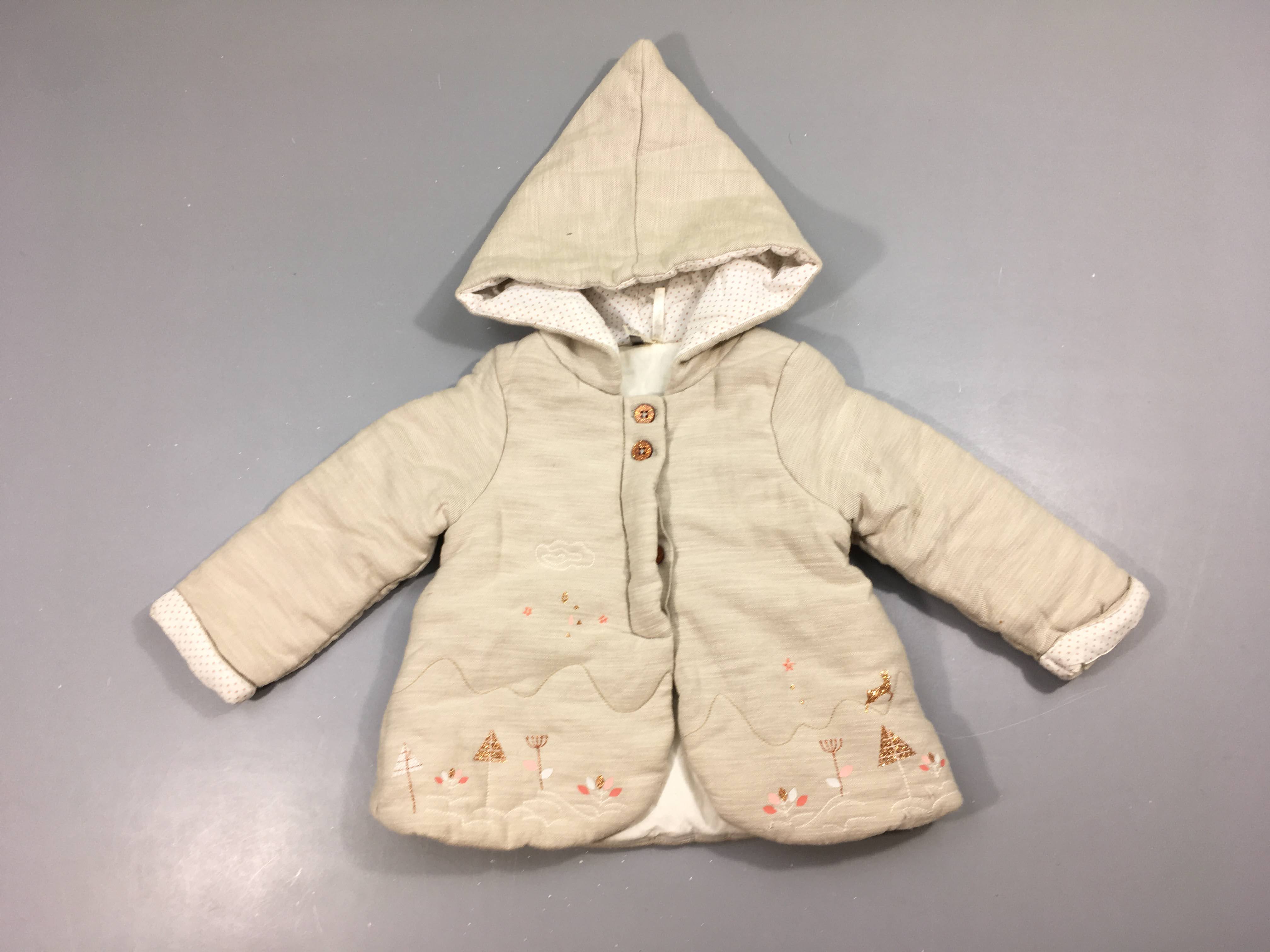 Gilet ouatiné beige chiné à capuche