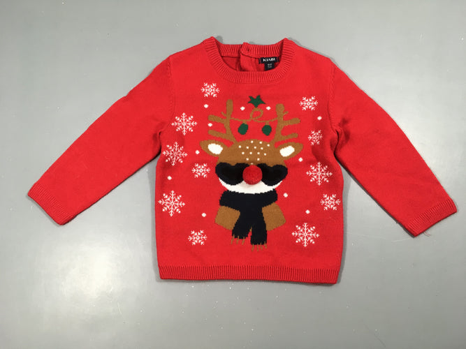 Pull rouge Noël, moins cher chez Petit Kiwi