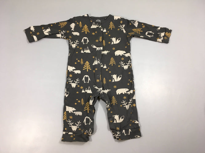 Pyjama jersey gris foncé animaux, moins cher chez Petit Kiwi