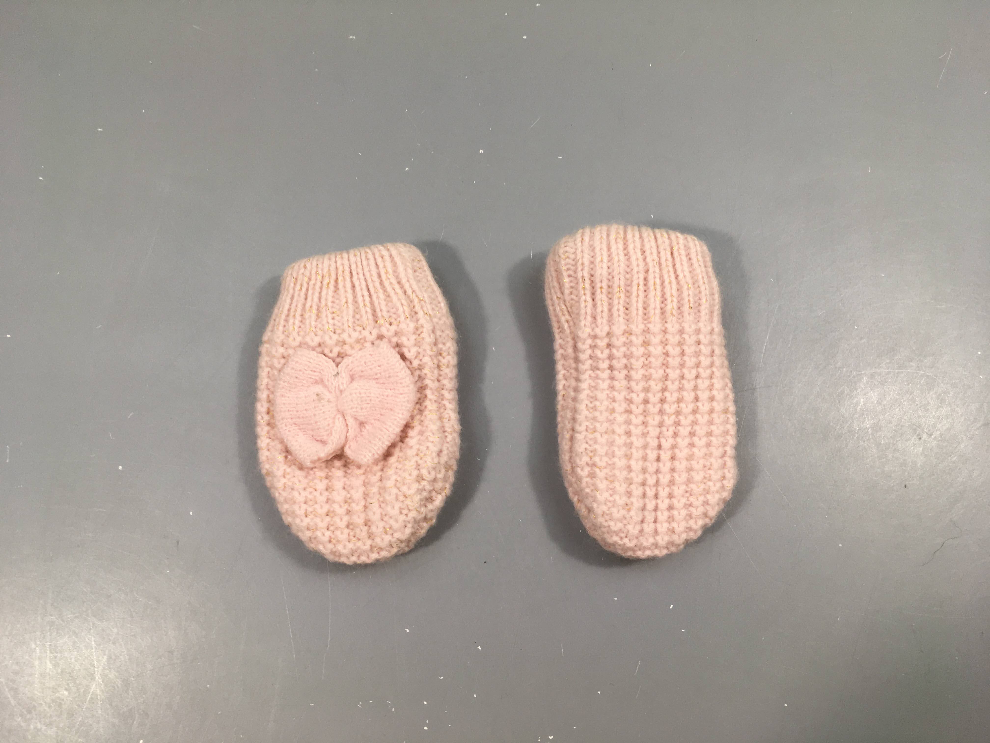 Moufles mailles rose doublées polar