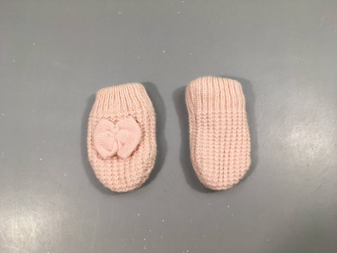 Moufles mailles rose doublées polar, moins cher chez Petit Kiwi