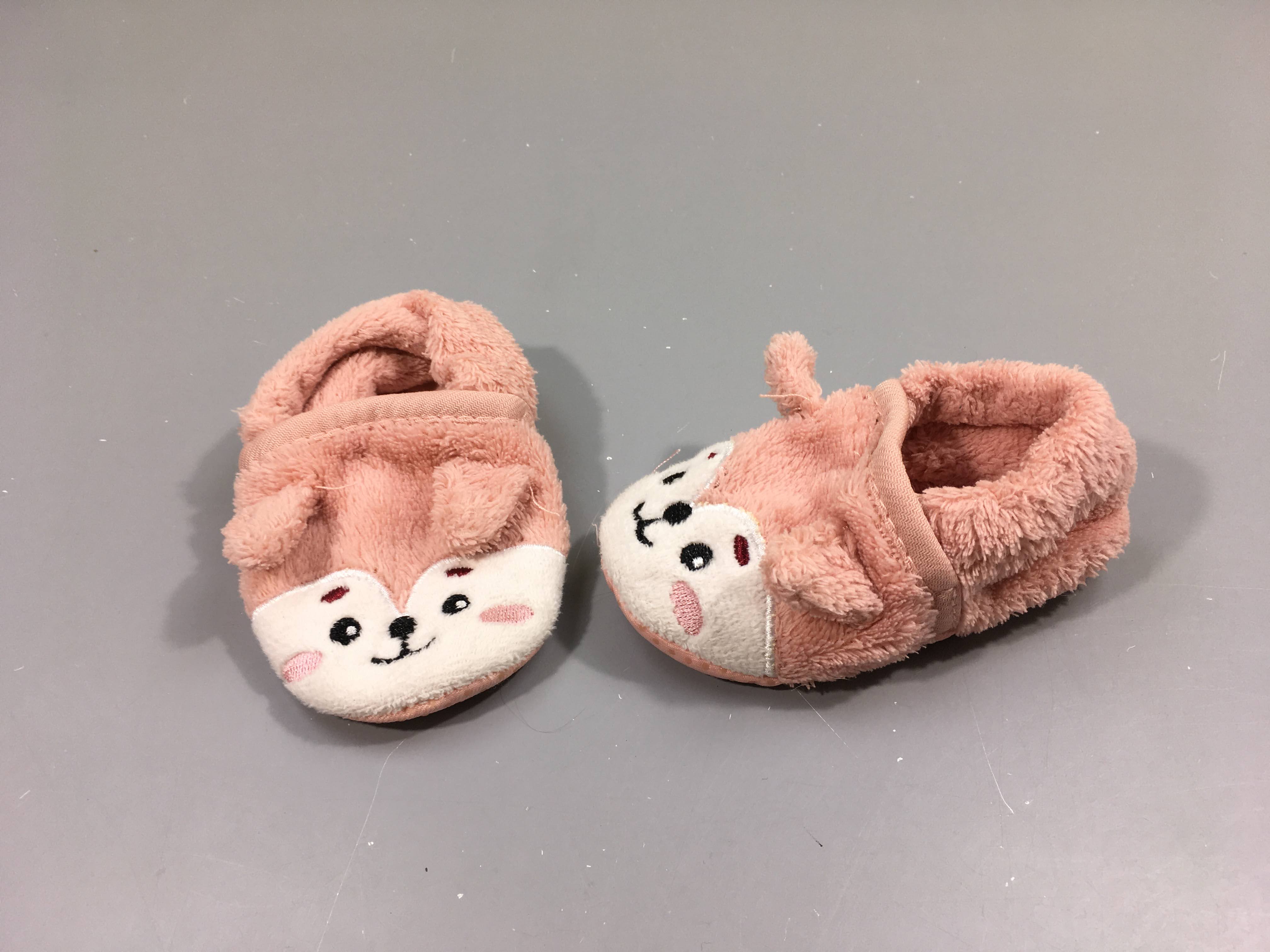 Chaussons souples velours rose animaux