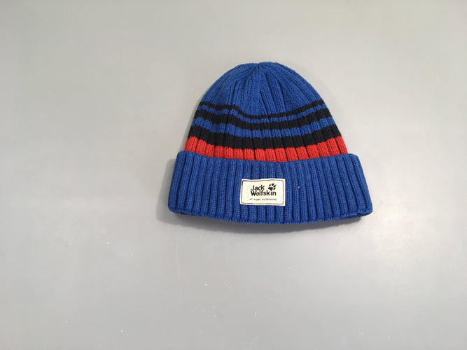Bonnet bleu/rouge Jack Wolfskin, moins cher chez Petit Kiwi