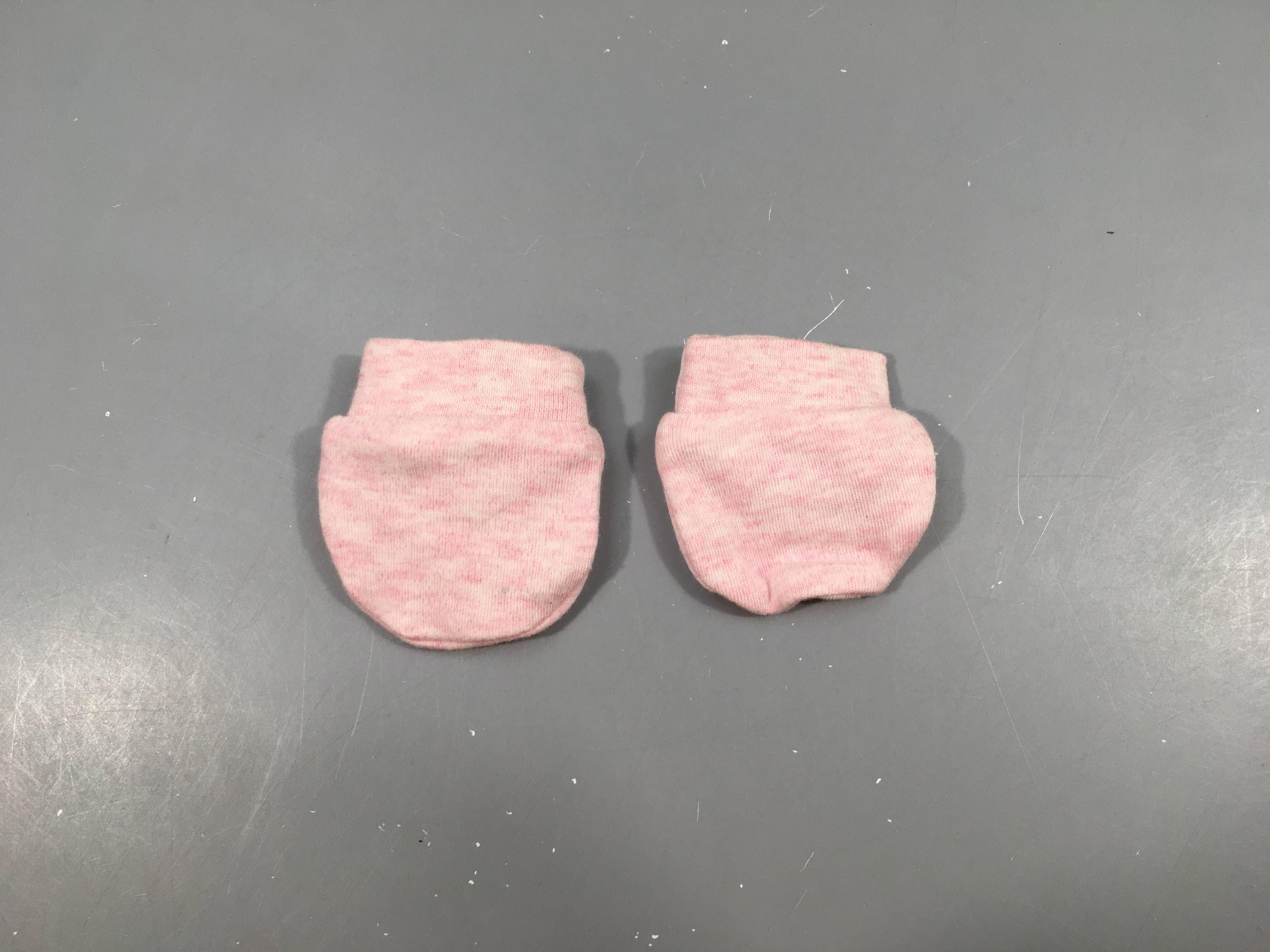Moufles de naissance rose chiné
