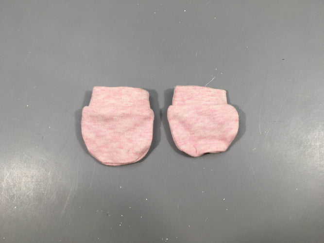 Moufles de naissance rose chiné, moins cher chez Petit Kiwi