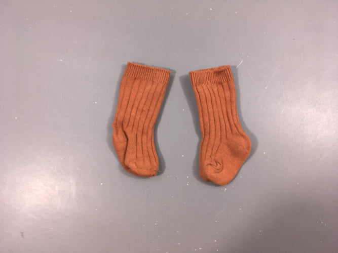 Paire de chaussettes naissance brique, moins cher chez Petit Kiwi