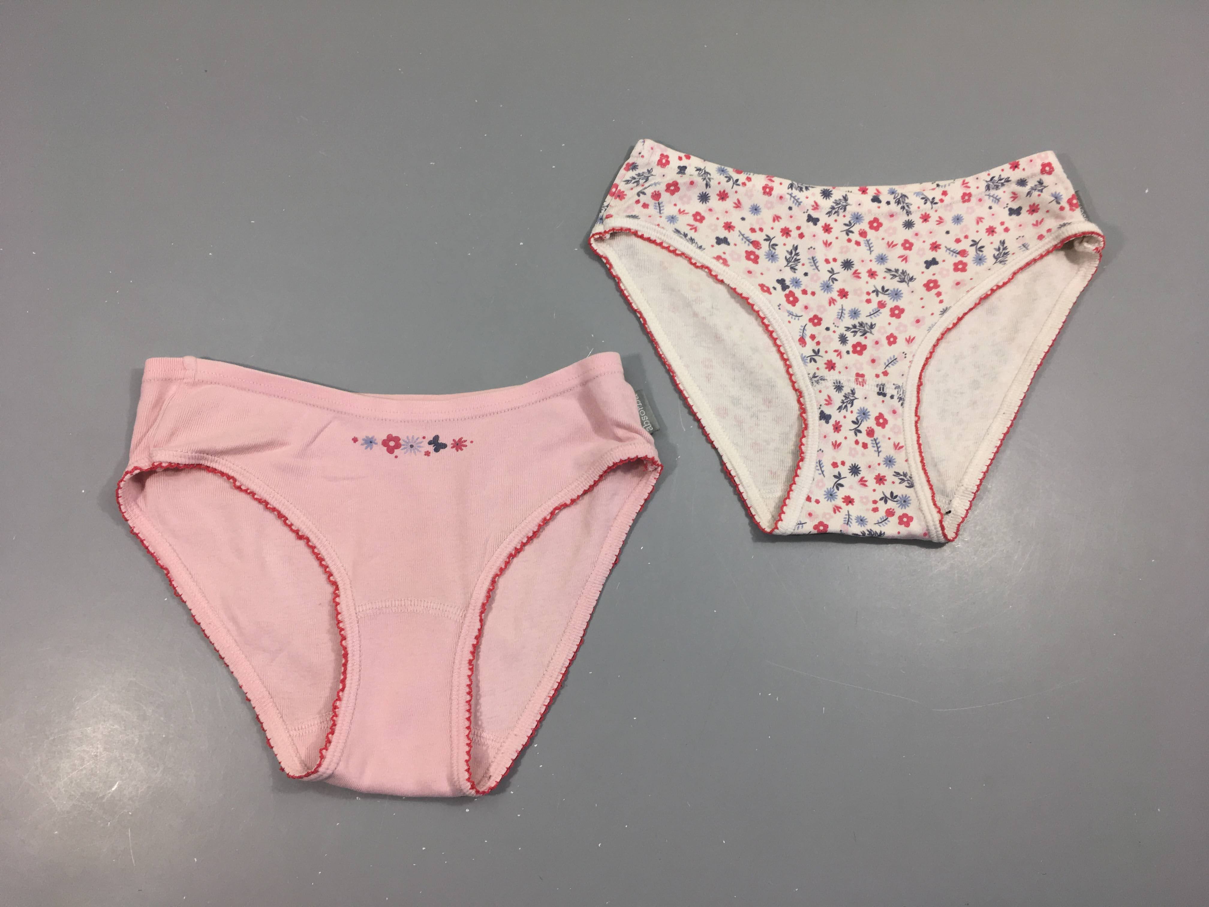 2 Culottes rose-blanc fleuri