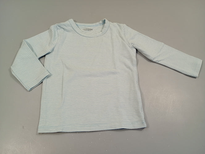 T-shirt m.l rayé blanc et bleu clair, moins cher chez Petit Kiwi