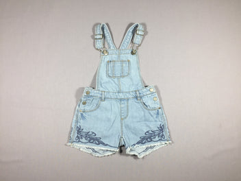 Salopette short en jean brodée