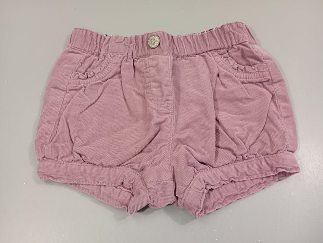 Short velours côtelé mauve, moins cher chez Petit Kiwi